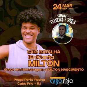O cantor e compositor Caio Batalha vai encarar um dos maiores desafios de sua carreira: Interpretar as magníficas canções de Milton Nascimento.